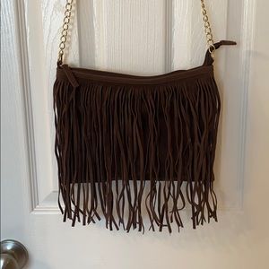 Suede fringe crossbody